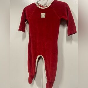 Burt’s Bees Baby onesie holiday outfit. Velvety soft. And cute drop drawers